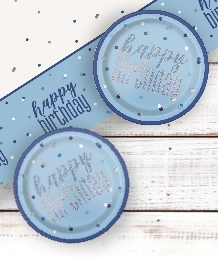 Blue Glitz 1st Birthday Party Supplies | Balloon | Decoration | Pack